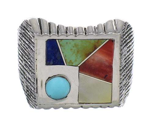 Southwest Sterling Silver Multicolor Ring Size 7-3/4 YX75855